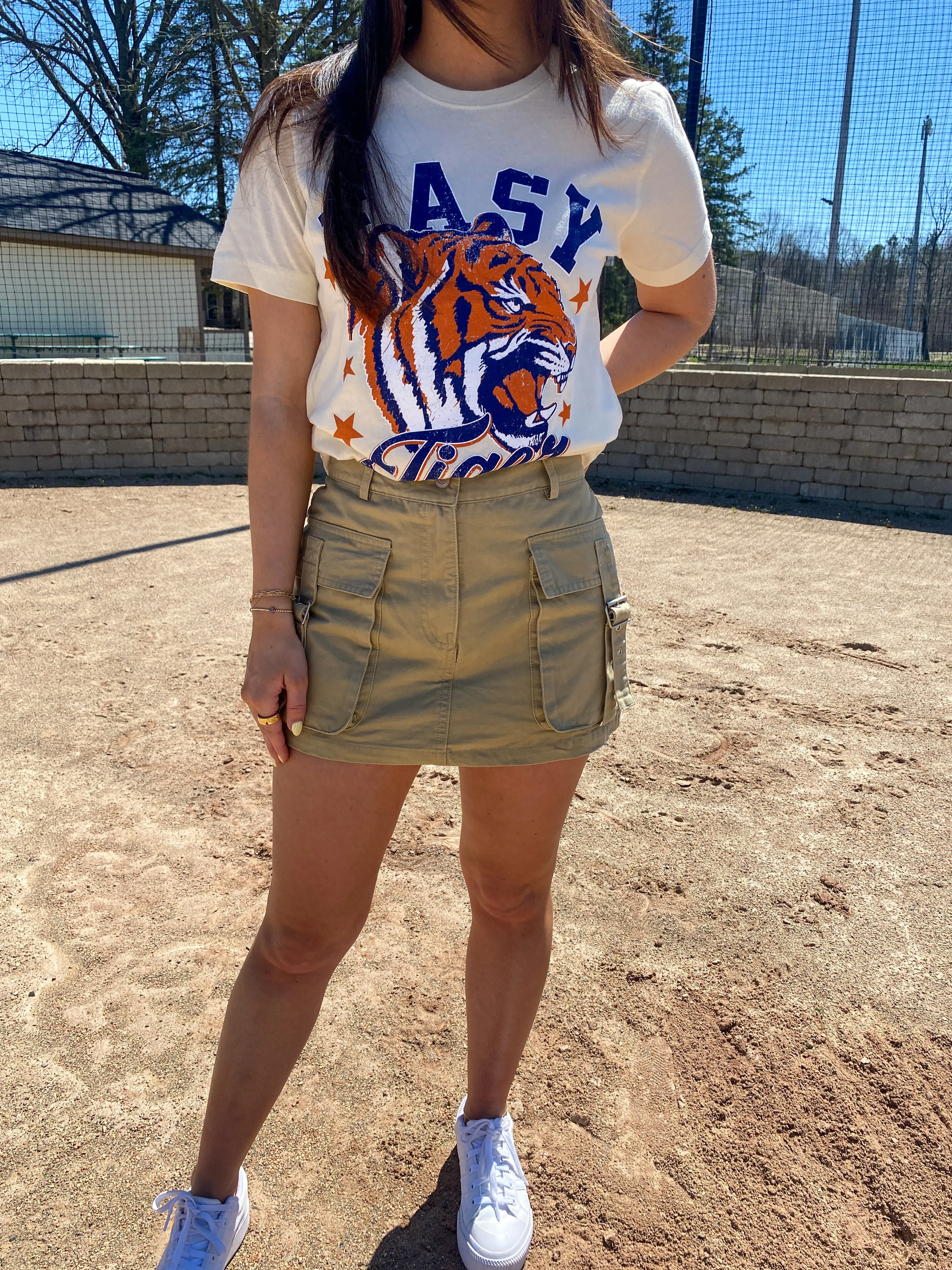 Khaki Cargo Mini Skort