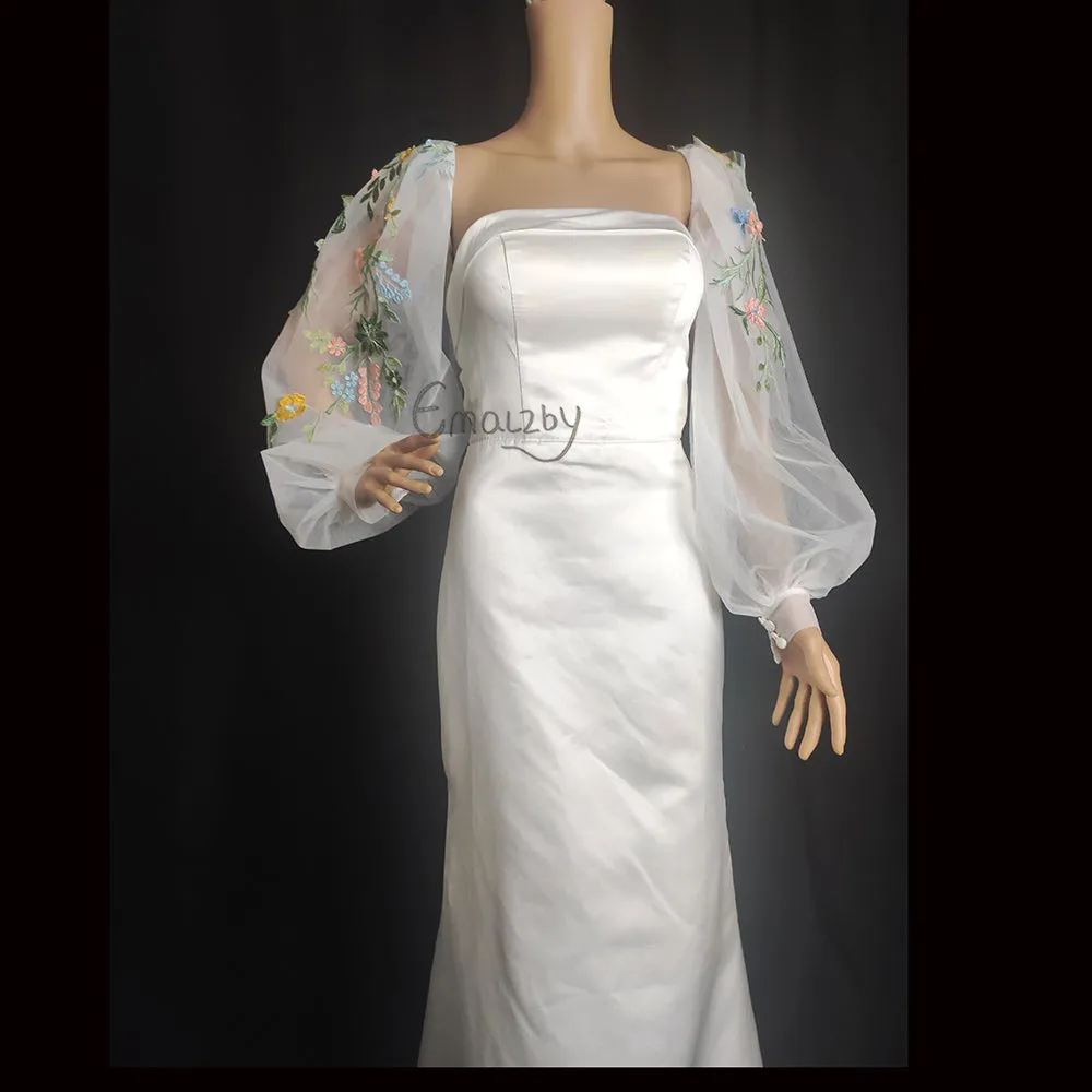 long puffy wildflower wedding sleeves,detachable off shoulder bridal sleeves BYRDSL107