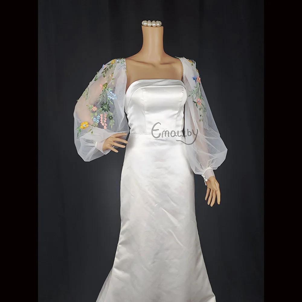 long puffy wildflower wedding sleeves,detachable off shoulder bridal sleeves BYRDSL107
