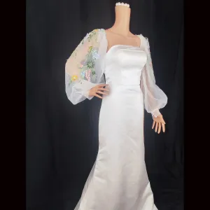 long puffy wildflower wedding sleeves,detachable off shoulder bridal sleeves BYRDSL107
