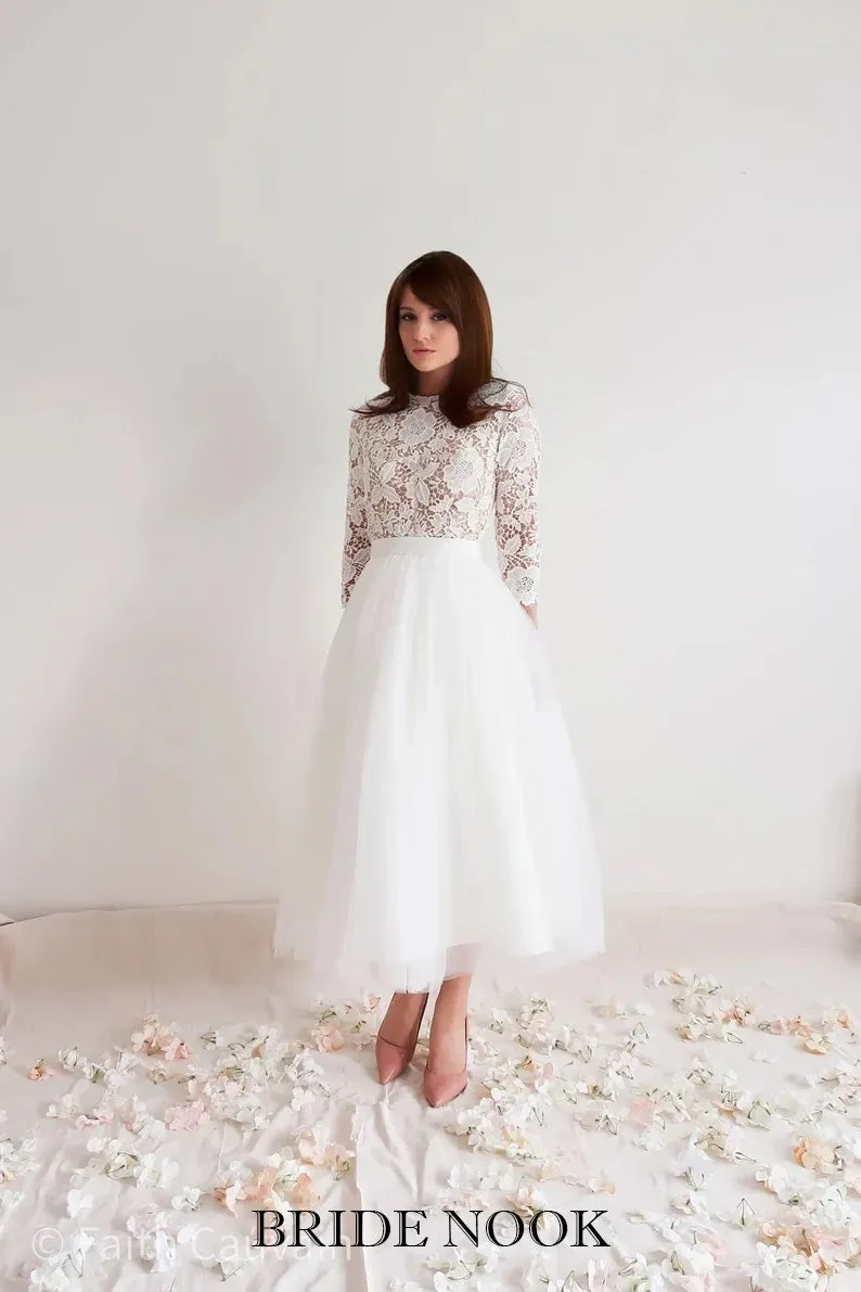 Long Sleeve Lace Wedding Dress | Short Bridal Dresses