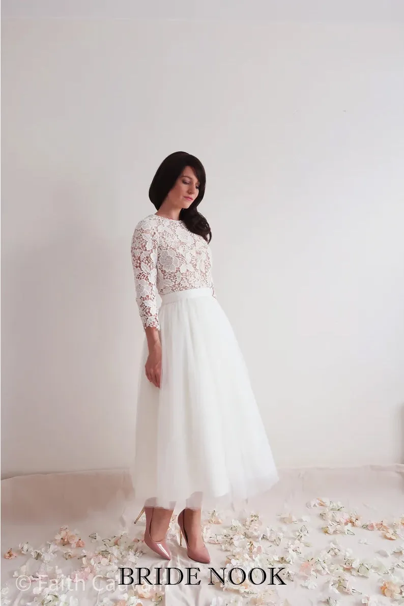 Long Sleeve Lace Wedding Dress | Short Bridal Dresses