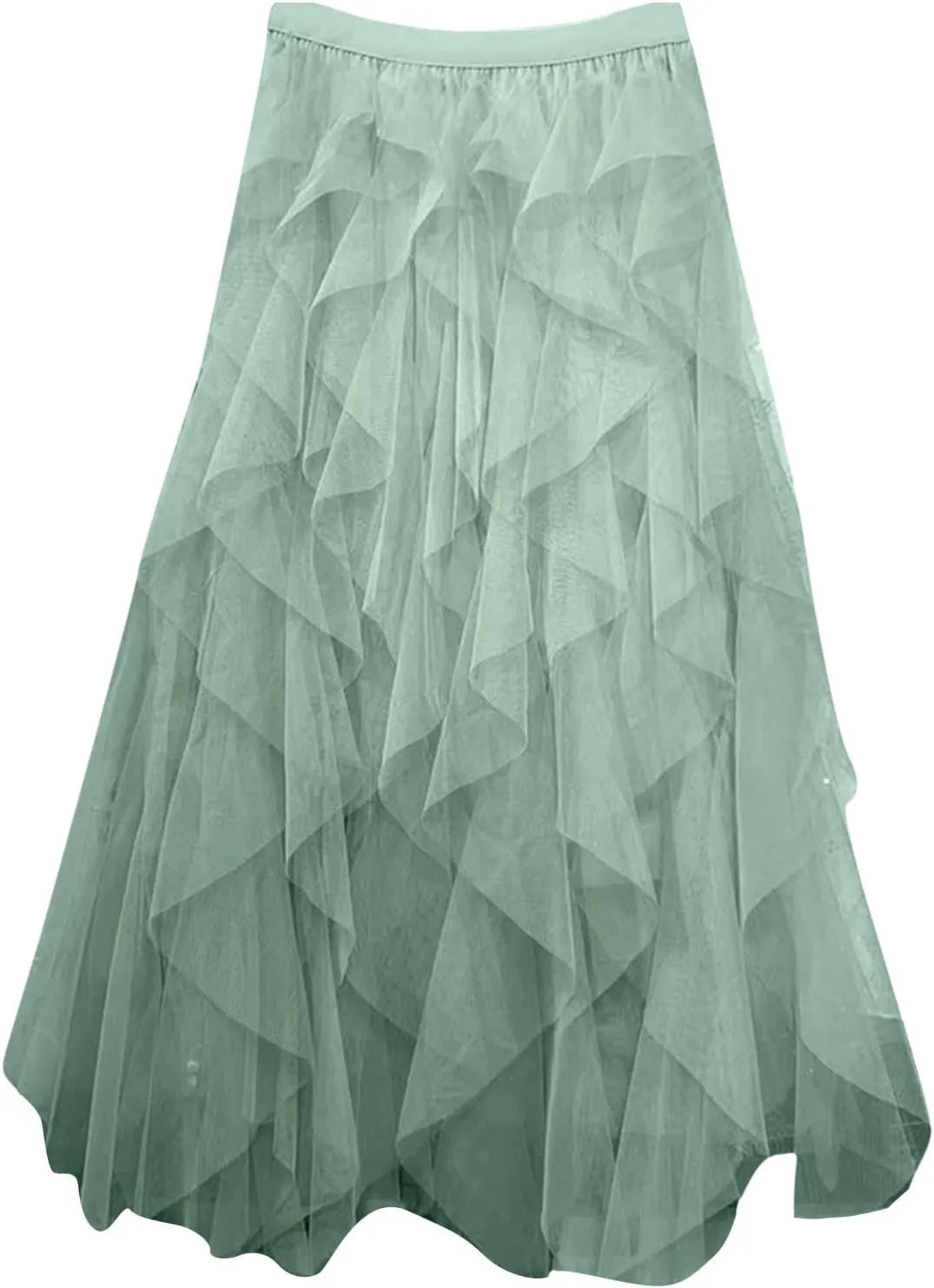 Long Tulle Skirts for Women A Line Tutu Puffy Skirt Irregular Layered Tiered Mesh Tutu Skirts Party Prom Dance Dress