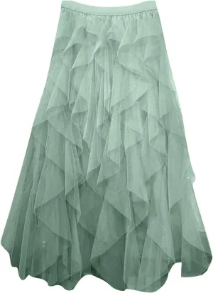 Long Tulle Skirts for Women A Line Tutu Puffy Skirt Irregular Layered Tiered Mesh Tutu Skirts Party Prom Dance Dress