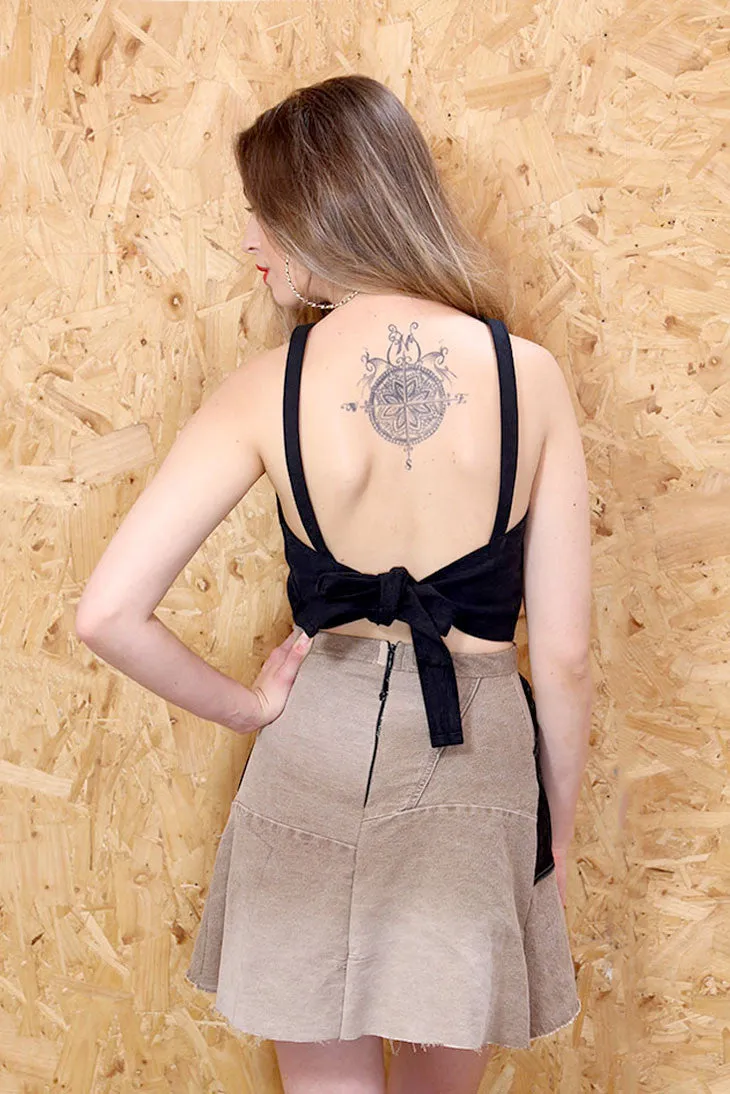 LOOT LABEL Stone Denim Utility Skirt