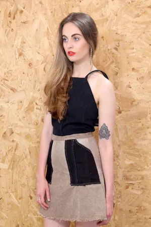 LOOT LABEL Stone Denim Utility Skirt