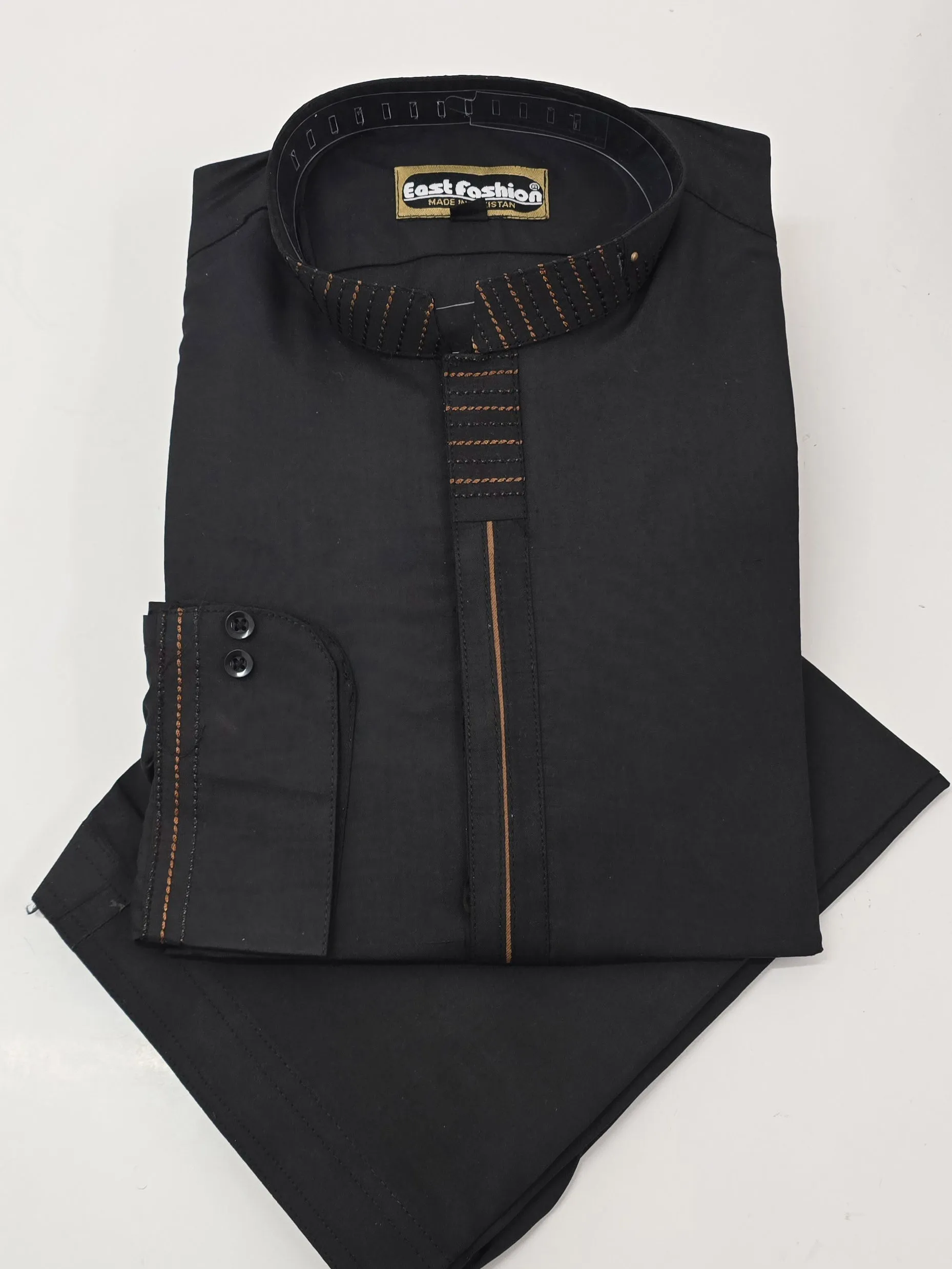 Mens Causal 2-Piece Kurta Shalwar - Black