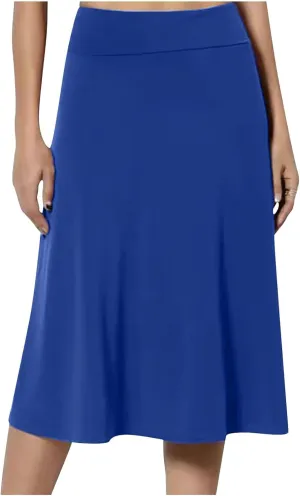 Midi Skirts for Women Elegant High Waisted Knee Skirts Spring Summer Hip-Wrapped Skirt Solid Color A-Line Skirts