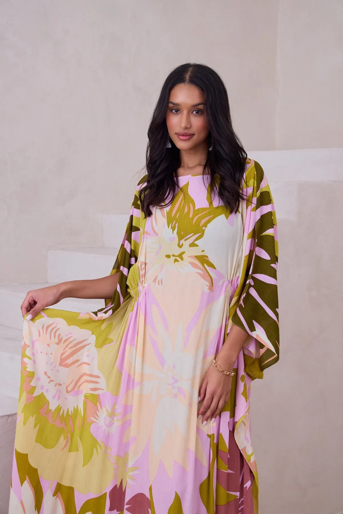 Multicolor Floral Kaftan Maxi