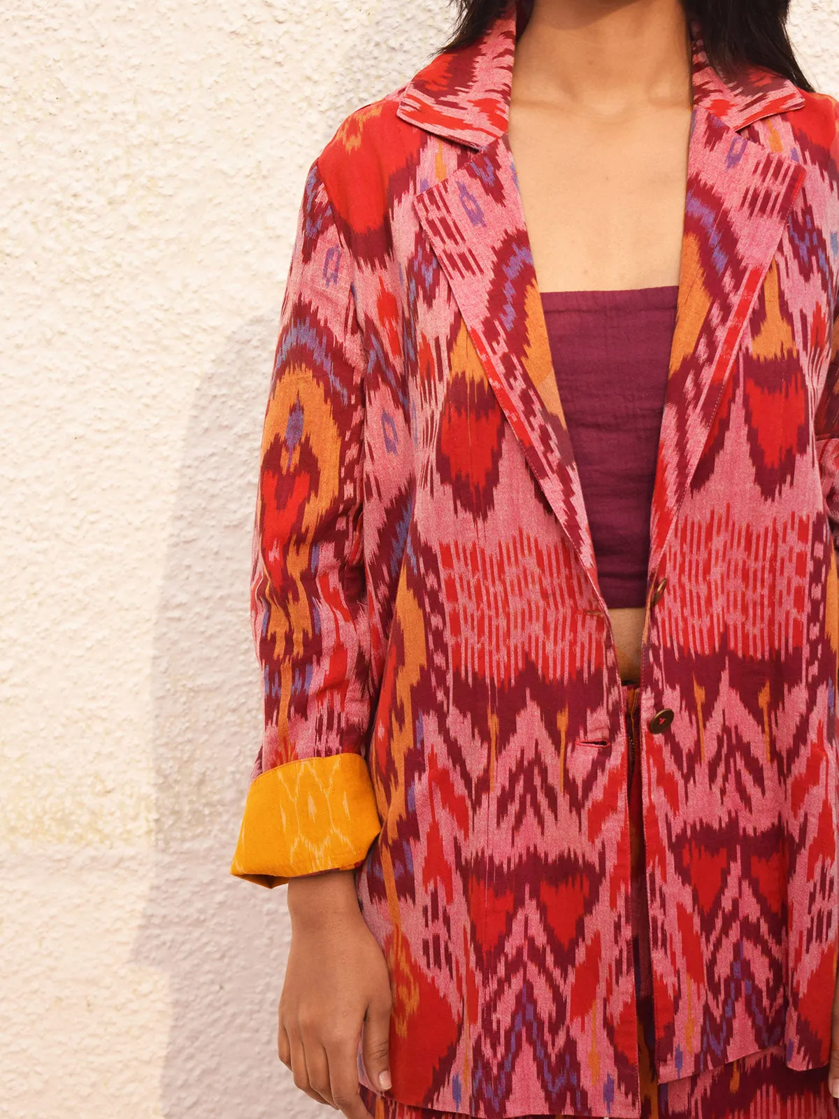 Native Ikat Jacket Pink