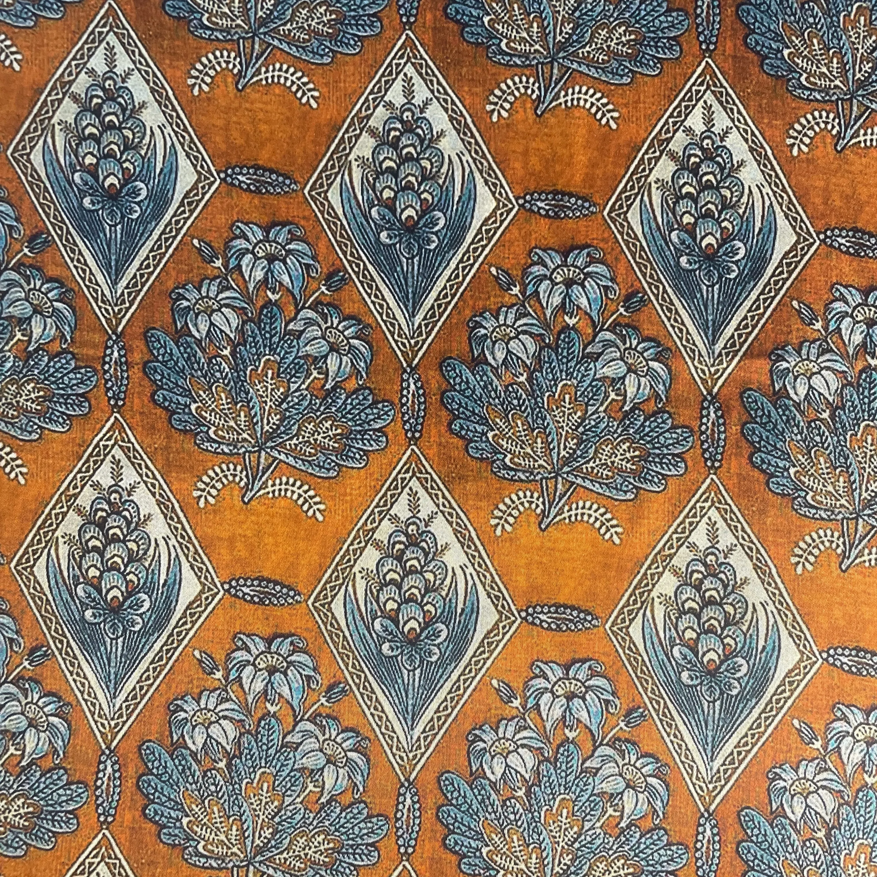 Orange Traditional Print Modal Satin Fabric 19972