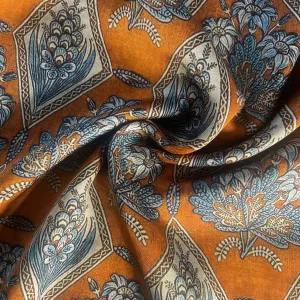 Orange Traditional Print Modal Satin Fabric 19972