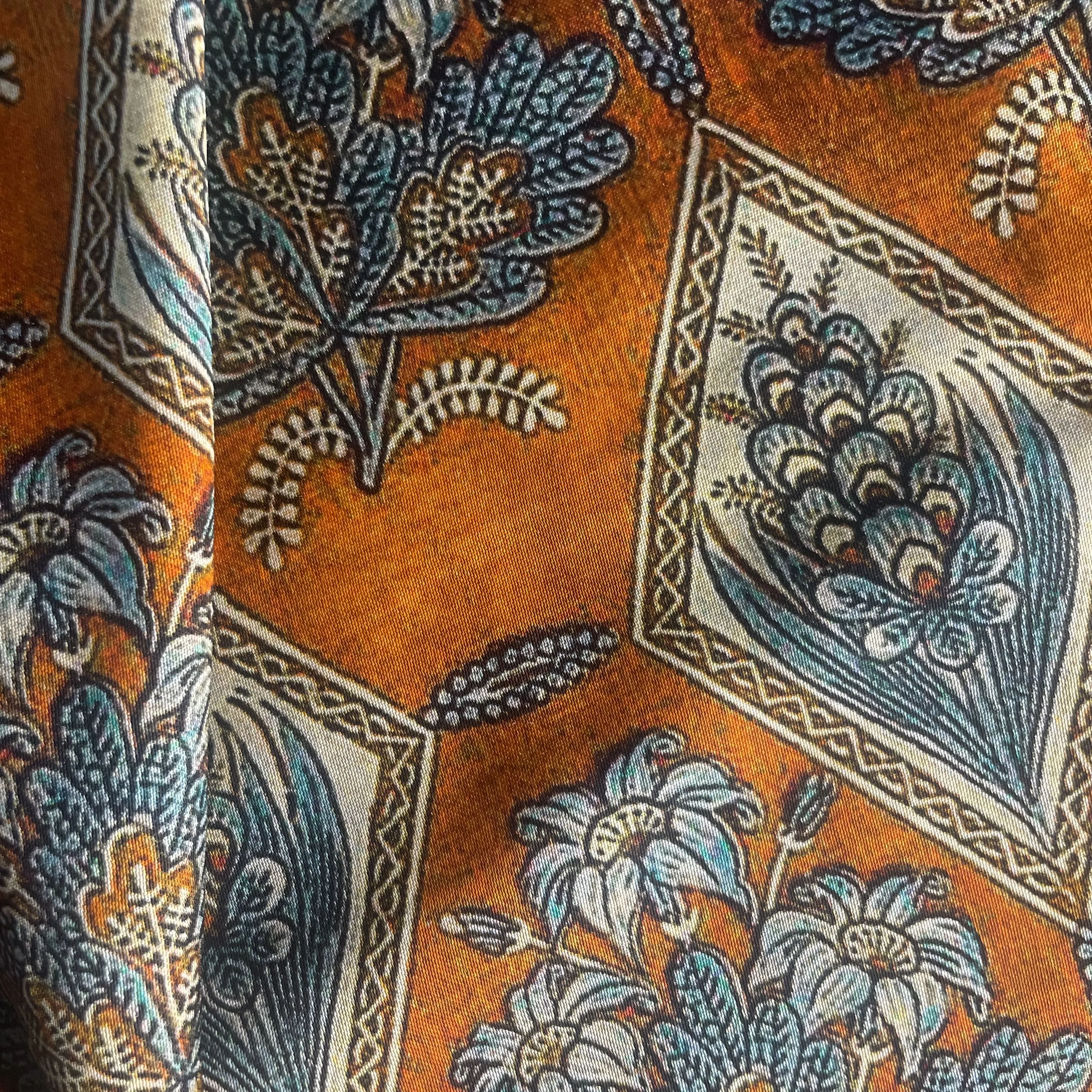 Orange Traditional Print Modal Satin Fabric 19972
