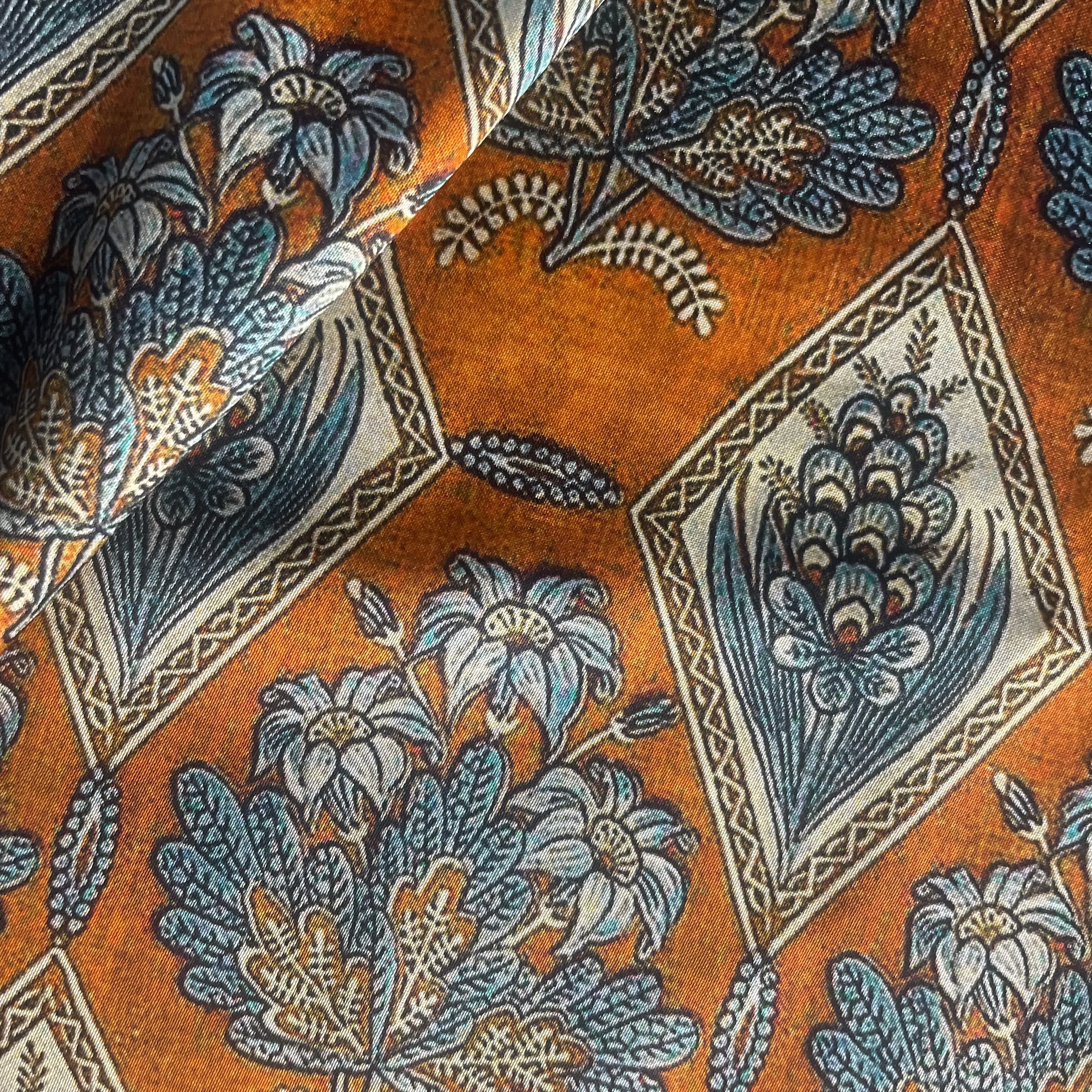 Orange Traditional Print Modal Satin Fabric 19972