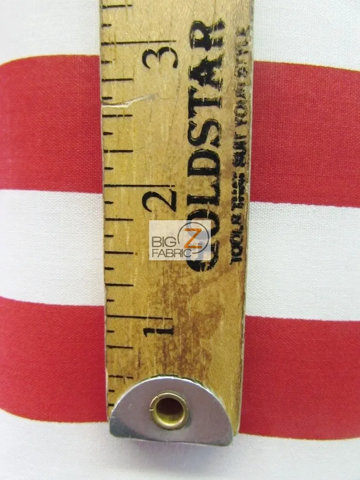 Poly Cotton 1 Inch Stripe Fabric  / Red/White / Sold By The Yard