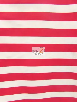 Poly Cotton 1 Inch Stripe Fabric  / Red/White / Sold By The Yard