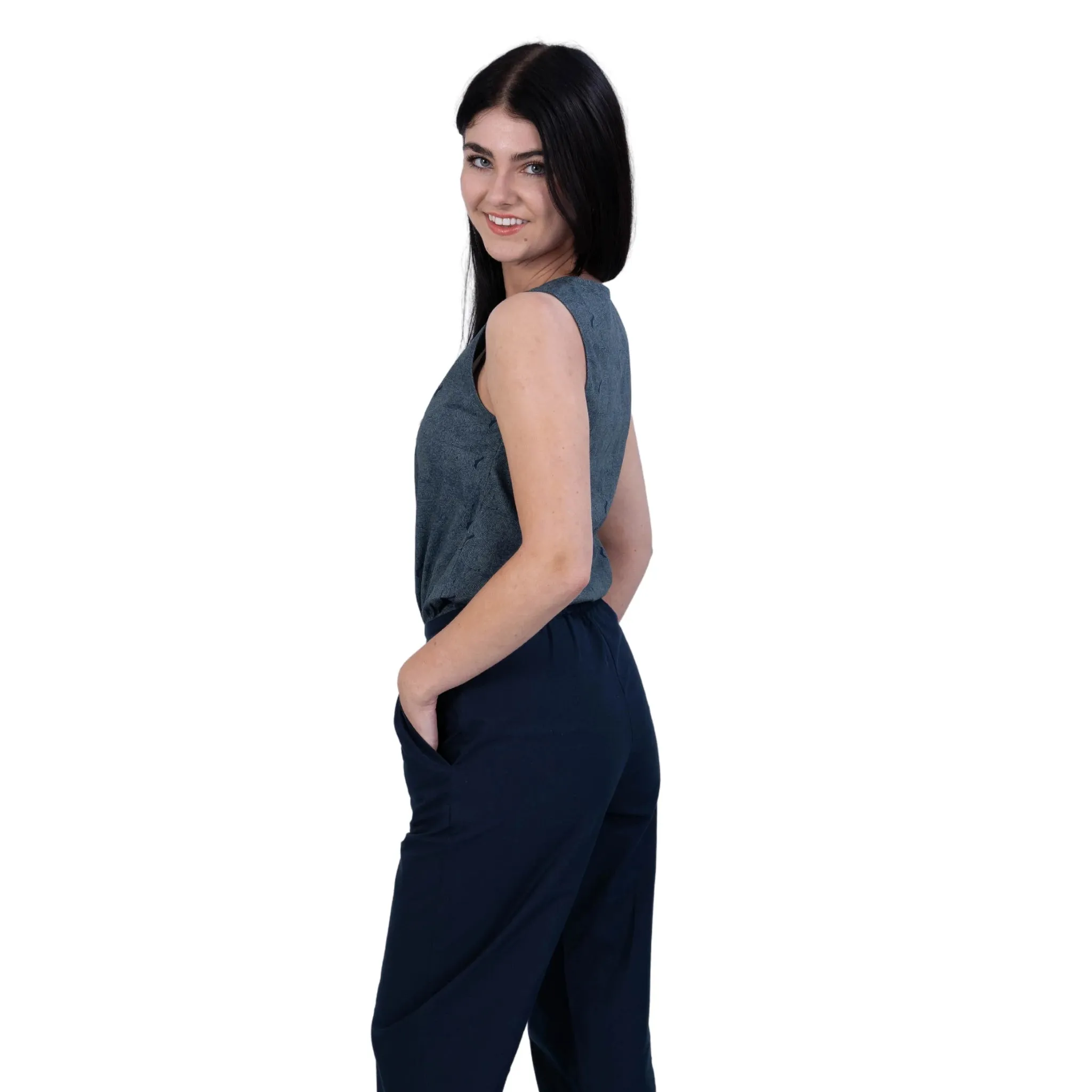 Prussian Blue Ajrakh Jumpsuit: Limited Edition Office Wear