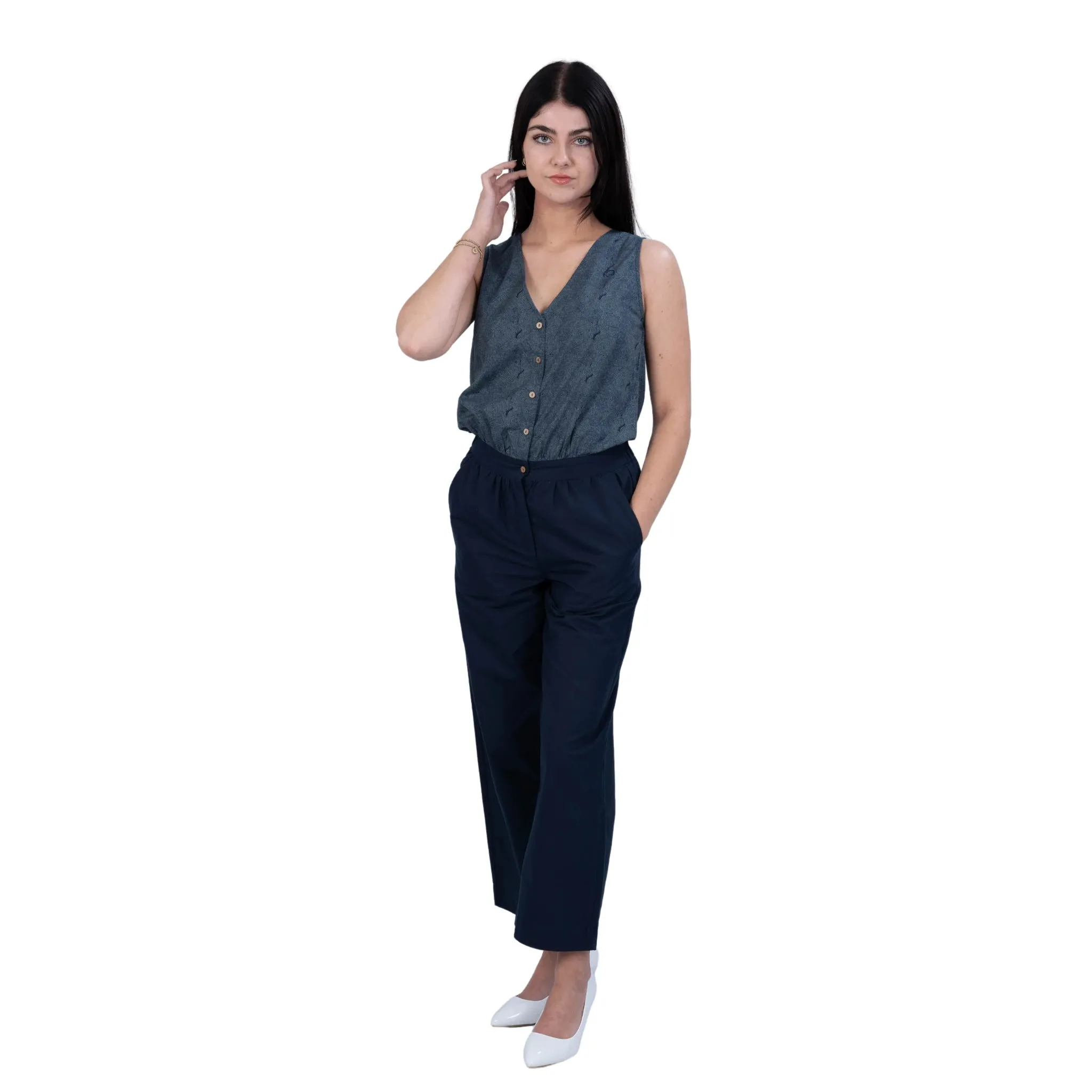 Prussian Blue Ajrakh Jumpsuit: Limited Edition Office Wear