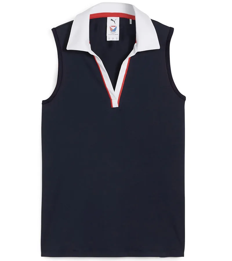 Puma Womens Volition Piped Sleeveless Golf Polo Shirt