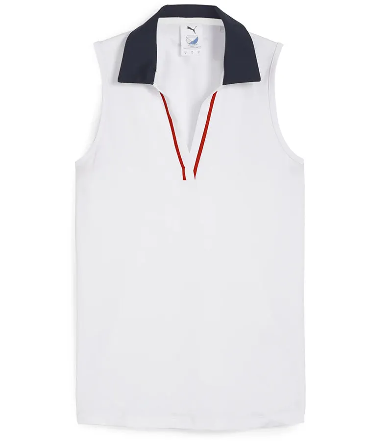 Puma Womens Volition Piped Sleeveless Golf Polo Shirt