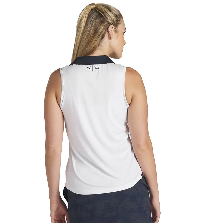 Puma Womens Volition Piped Sleeveless Golf Polo Shirt