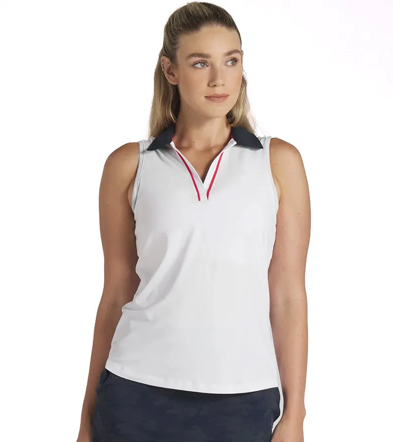 Puma Womens Volition Piped Sleeveless Golf Polo Shirt