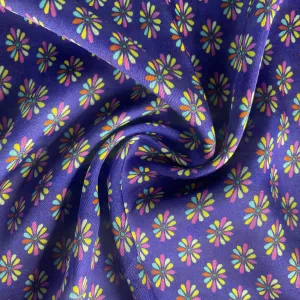 Purple Floral Print Modal Satin Fabric 19959