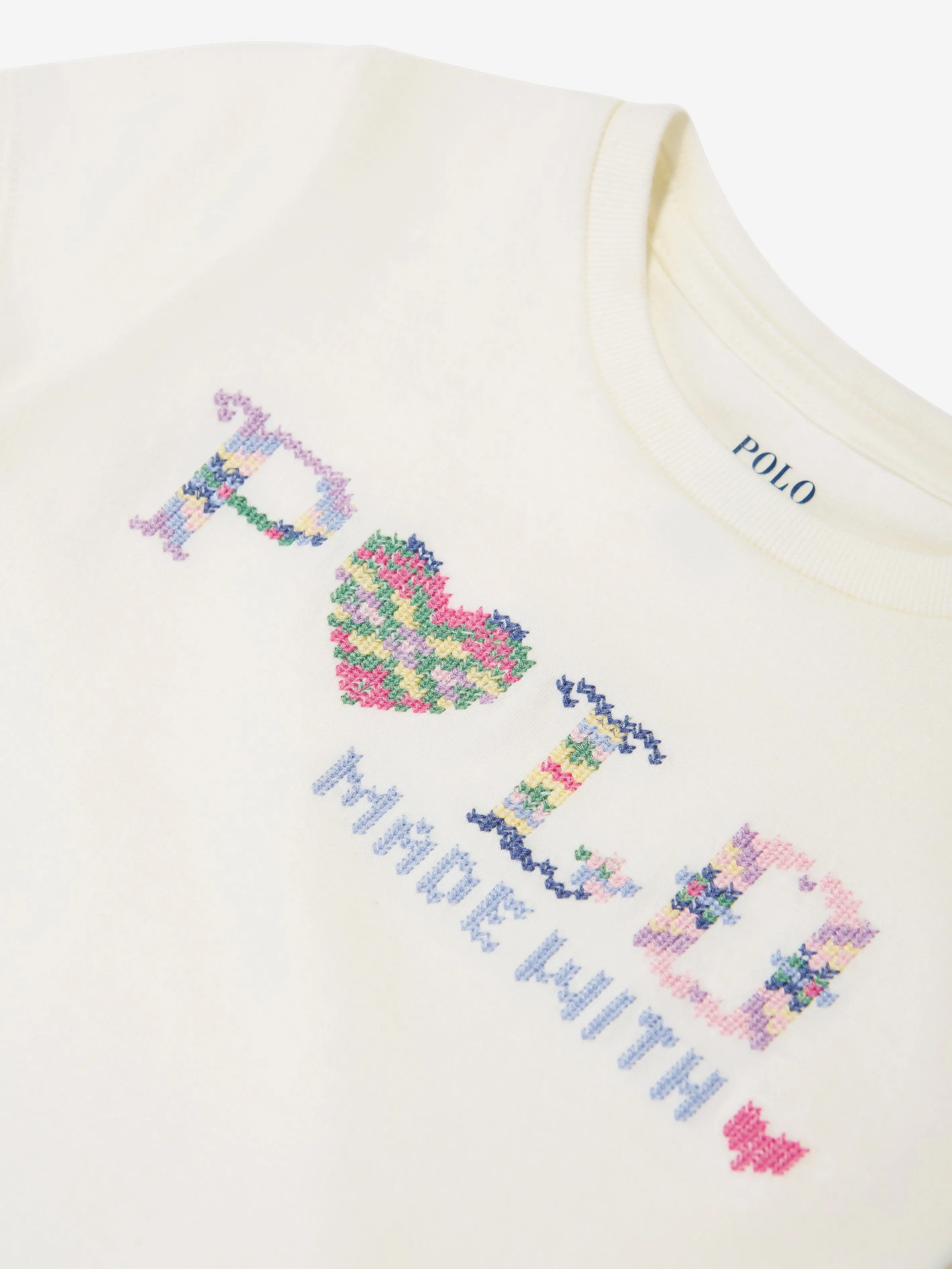 Ralph Lauren Girls Polo T-Shirt in Ivory