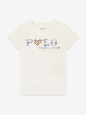 Ralph Lauren Girls Polo T-Shirt in Ivory