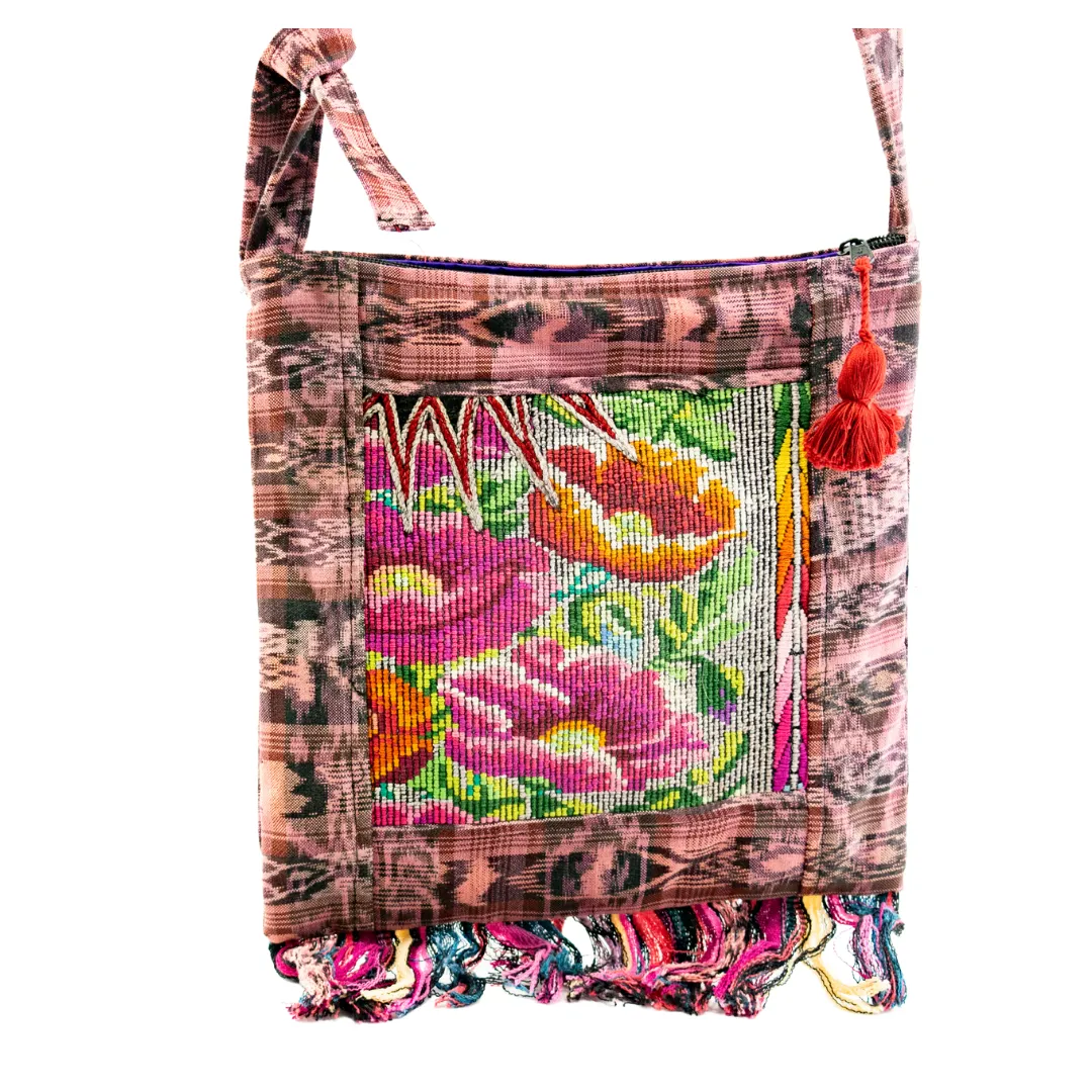 Samara Up-cycled Huipil Corte One-of-a-Kind Adjustable Crossbody Bag - Guatemala