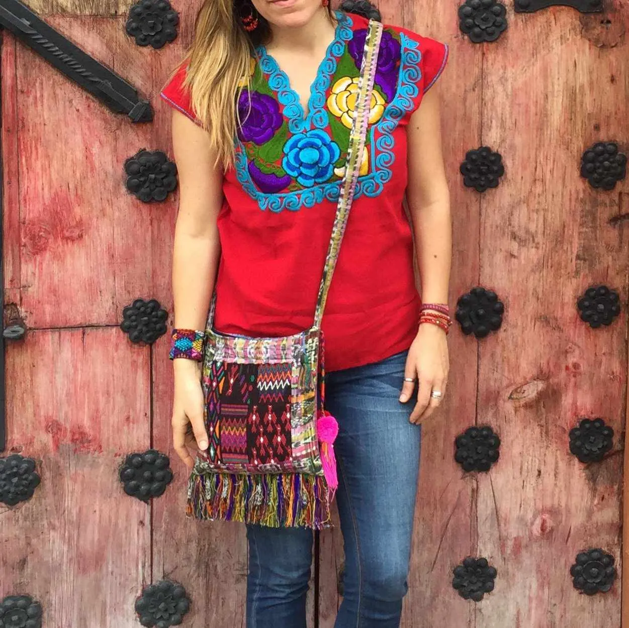 Samara Up-cycled Huipil Corte One-of-a-Kind Adjustable Crossbody Bag - Guatemala