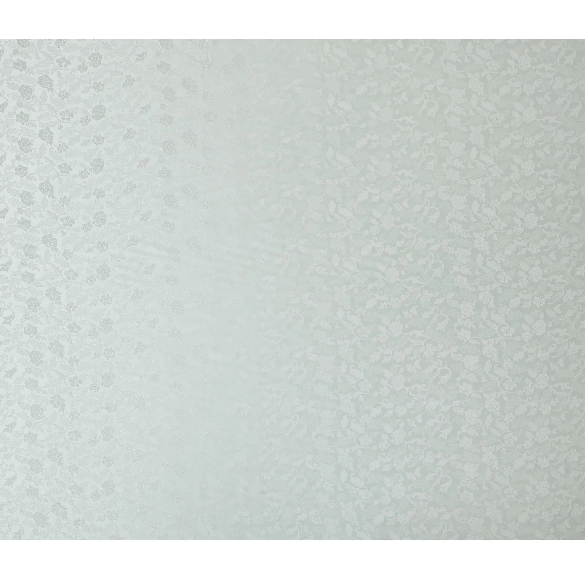 Serene Mint Green Floral Jacquard Crepe Silk Fabric, Radiant Finish, 110cm Width - Perfect for Elegant Drapery-D18903