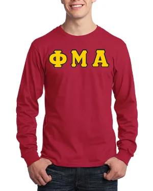 Sewn-On Greek Letter Long Sleeve T-Shirt - Red