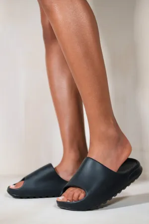 SLIDERS WITH RUBBER SOLE IN BLACK