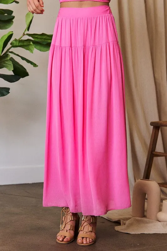 Smocked Back Waistband Ruffled Maxi Skirt