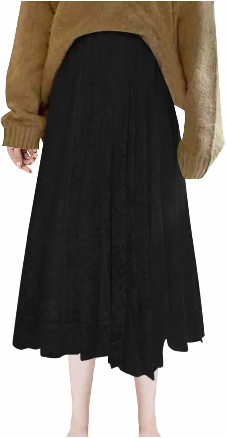 Tutu A-Line Layered Mesh Midi Skirt Long Tulle Skirt Layered Flowy Fairy Sparkle Party Mesh Tea Hem Skirts for Women