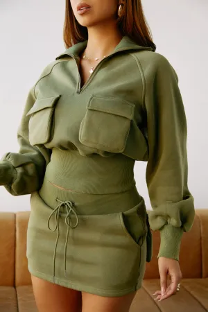 Unbothered Skirt Cargo Mini Skirt - Green