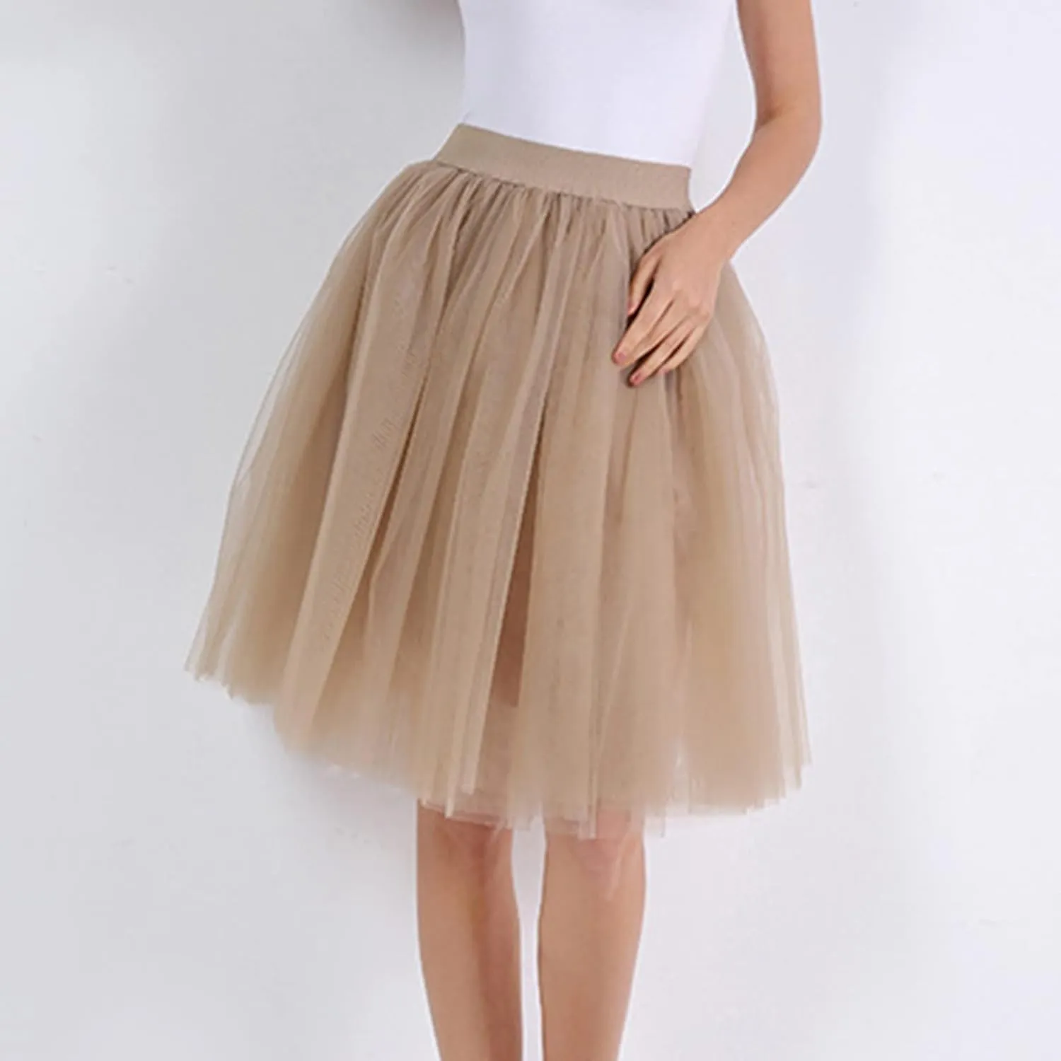 Women's A-Line High Waisted Midi Skirt Women's Classic Layered Tulle Skirt for Adult Teen Swim Skirt Bottoms for