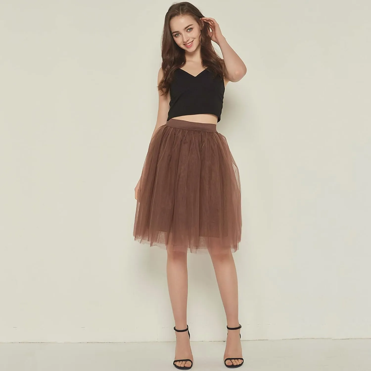 Women's A-Line High Waisted Midi Skirt Women's Classic Layered Tulle Skirt for Adult Teen Swim Skirt Bottoms for