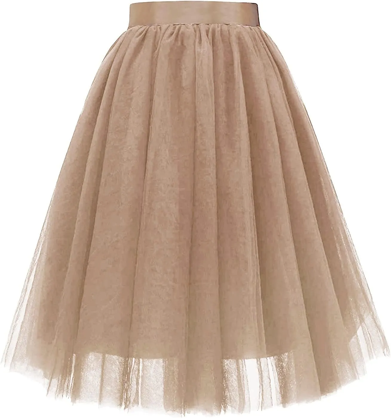 Women's A-Line High Waisted Midi Skirt Women's Classic Layered Tulle Skirt for Adult Teen Swim Skirt Bottoms for
