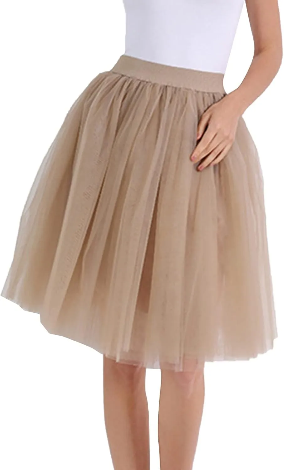 Women's A-Line High Waisted Midi Skirt Women's Classic Layered Tulle Skirt for Adult Teen Swim Skirt Bottoms for