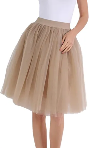 Women's A-Line High Waisted Midi Skirt Women's Classic Layered Tulle Skirt for Adult Teen Swim Skirt Bottoms for