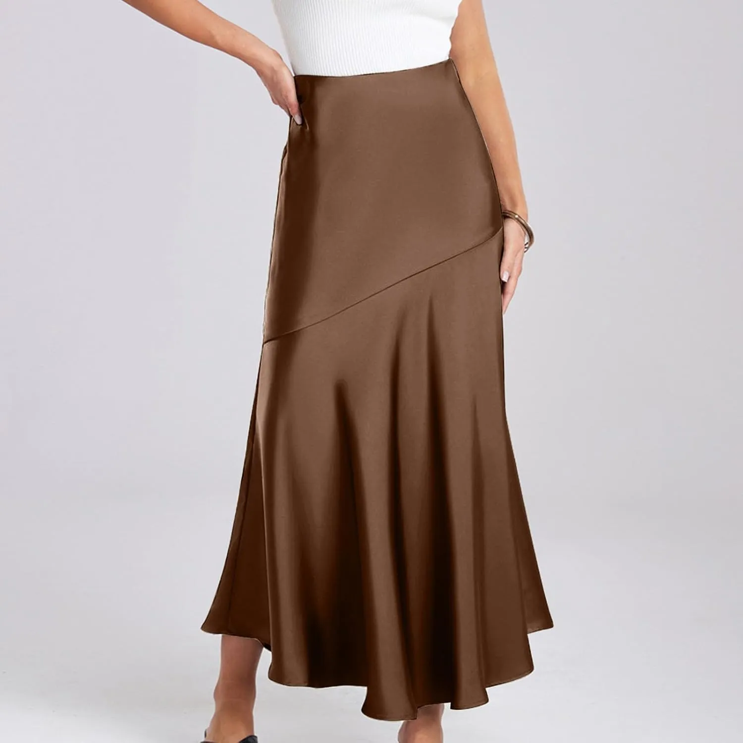 Women's Elegant Long Skirt Wrap Hip Elastic Waist Flared A-Line Maxi Skirts 2025 Trendy Summer Formal Wedding Skirts