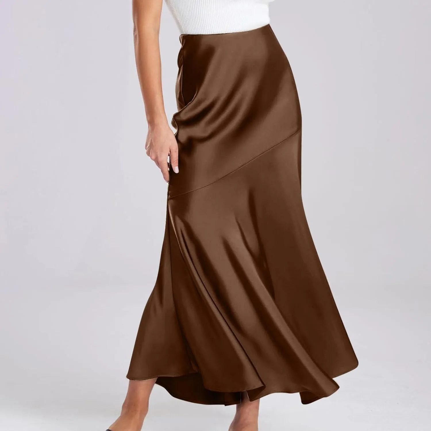Women's Elegant Long Skirt Wrap Hip Elastic Waist Flared A-Line Maxi Skirts 2025 Trendy Summer Formal Wedding Skirts
