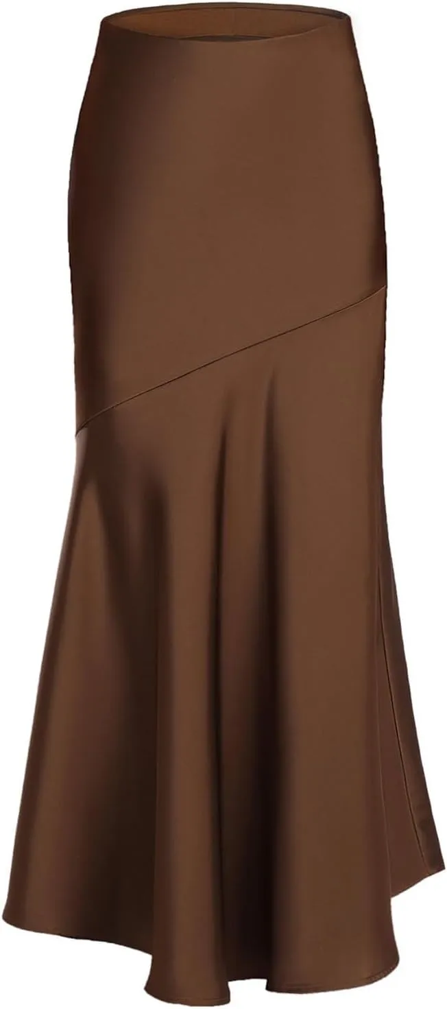 Women's Elegant Long Skirt Wrap Hip Elastic Waist Flared A-Line Maxi Skirts 2025 Trendy Summer Formal Wedding Skirts