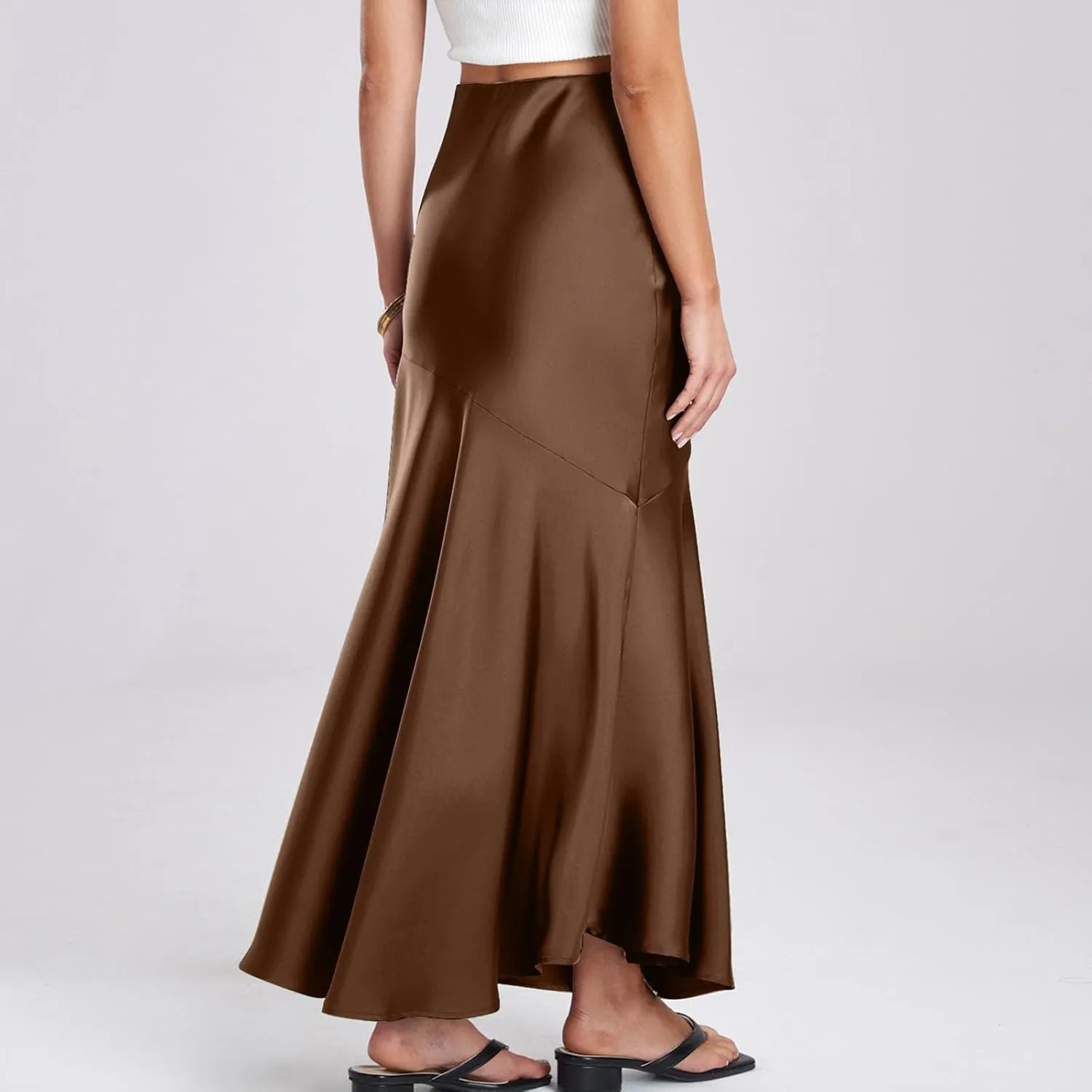 Women's Elegant Long Skirt Wrap Hip Elastic Waist Flared A-Line Maxi Skirts 2025 Trendy Summer Formal Wedding Skirts