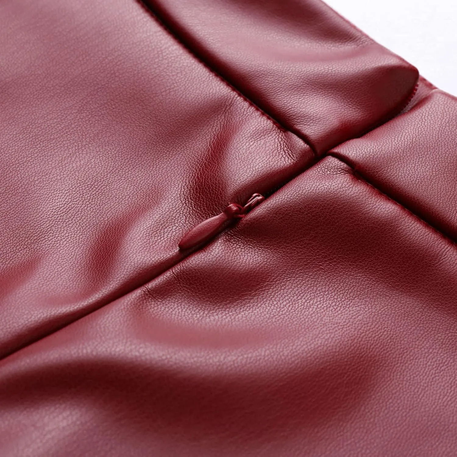 Womens Faux Leather Skirts Casual High Waist Midi Skirt Fashion Slim A Line Pleated Skirt Fall Warm Knee Length Skirt