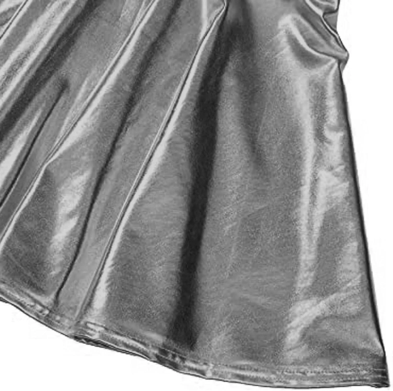 Womens Metallic Skirt Rave Carnival Shiny Flared High Waist Mini Holographic Pleated Skirts for Women