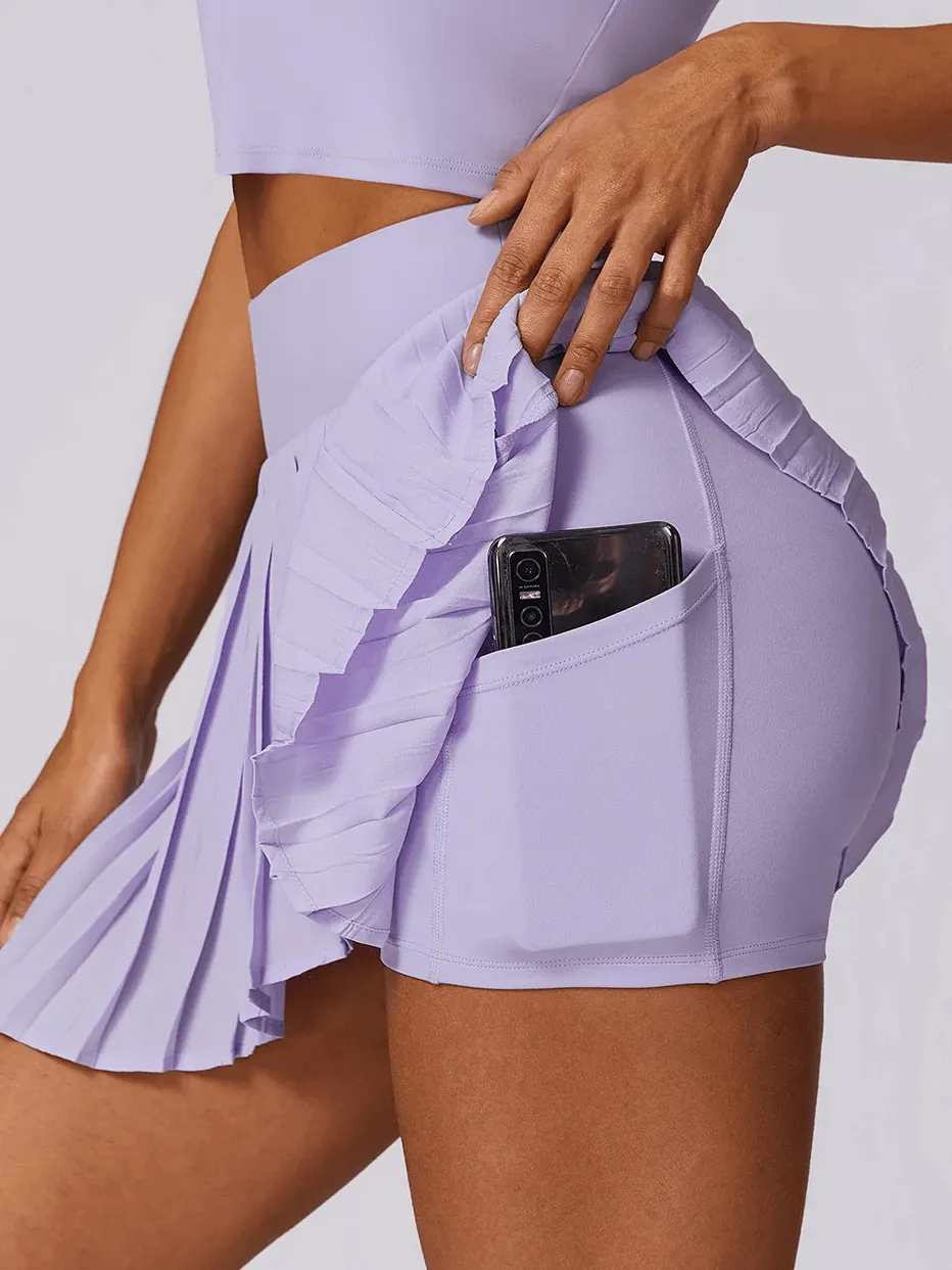 Women's Pleated Tennis Skirt with Shorts - SF2199